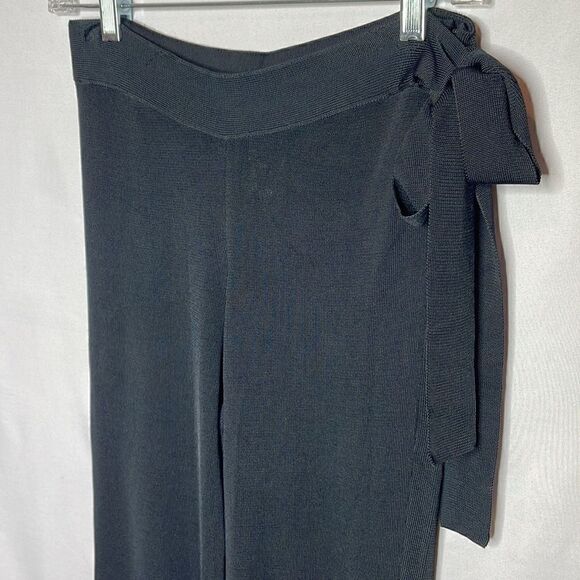 Herve Leger Paris Rayon Long Side Tie Black Pants. Size Medium. NWT. - Picture 3 of 11